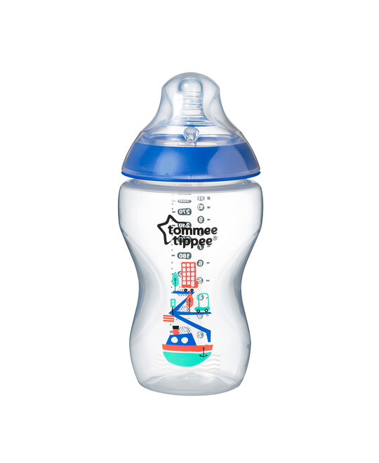 Tommee Tippee Closer to Nature 1x340ml Easi-Vent™ Decorative Feeding Bottle - Boy image number 1